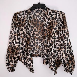 Wearever Leopard Print Cropped Drape Jacket Size L